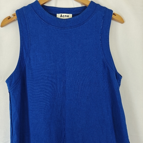 Acne Studios Gilda Sleeveless Mini Royal Blue Dress Linen Cotton Blend Size M - Picture 8 of 13